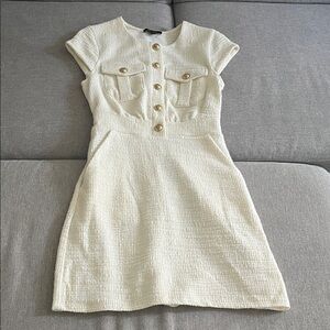 City Studio Cream Textured Mini Dress